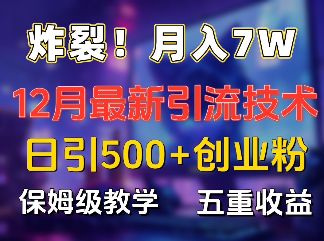 炸裂！月入7W+揭秘12月最新日引流500+精准创业粉，多重收益保姆级教学-西瓜网创