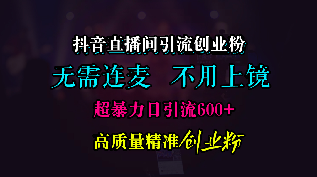 抖音直播间引流创业粉，无需连麦、无需上镜，超暴力日引流600+高质量精准创业粉-西瓜网创