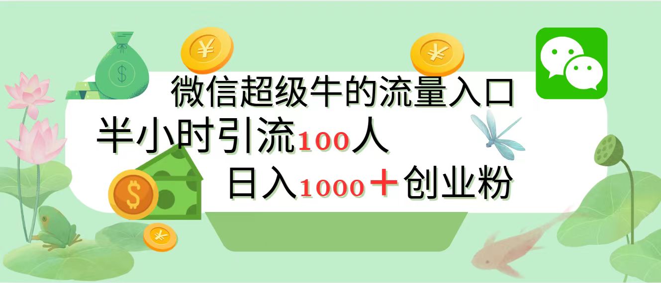 新的引流变现阵地，微信超级牛的流量入口，半小时引流100人，日入1000+创业粉-西瓜网创