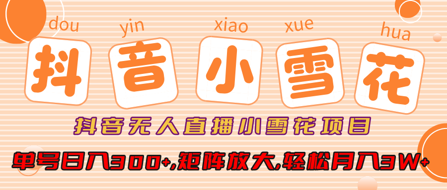 抖音无人直播小雪花项目，单号日入300+,矩阵放大,轻松月入3W+-西瓜网创