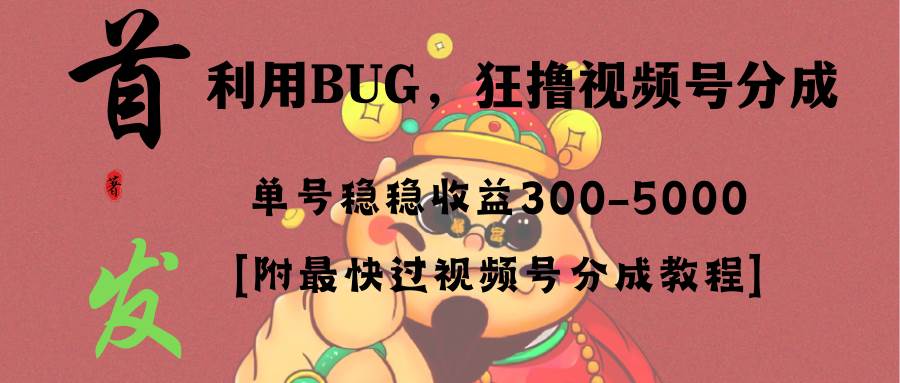 全网独家首发，视频号BUG，超短期项目，单号每日净收益300-5000！-西瓜网创