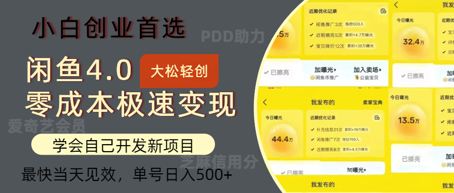 闲鱼0成本极速变现项目，多种变现方式，单号日入500+最新玩法-西瓜网创