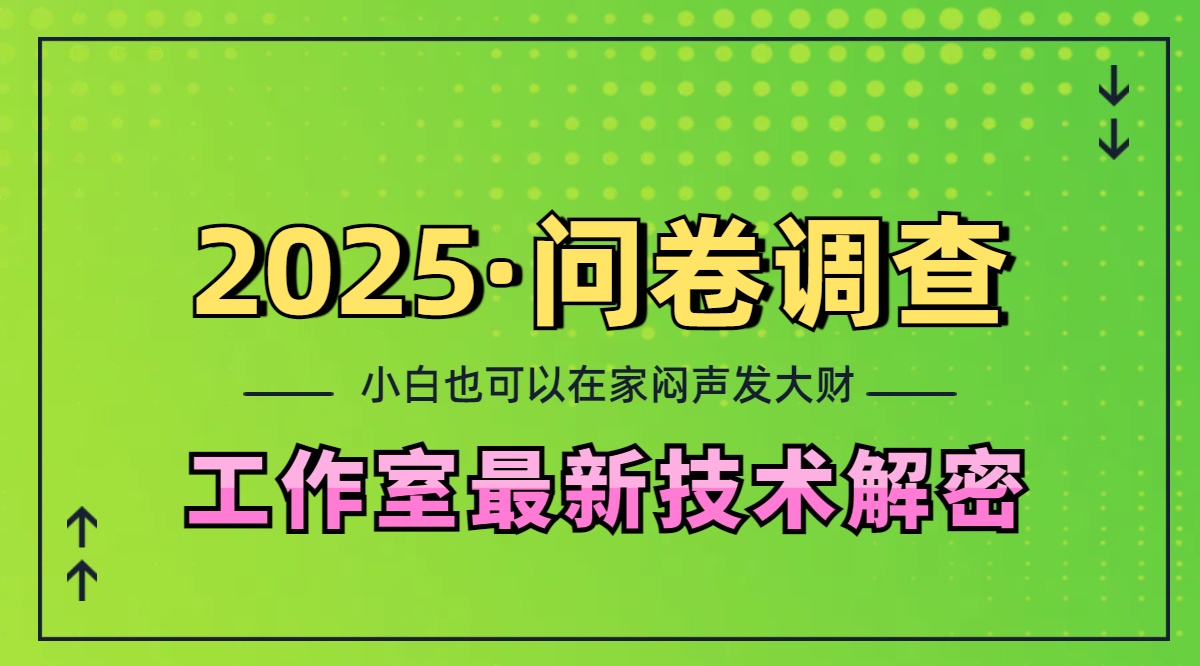 2025《问卷调查》最新工作室技术解密：一个人在家也可以闷声发大财，小白一天200+，可矩阵放大-西瓜网创