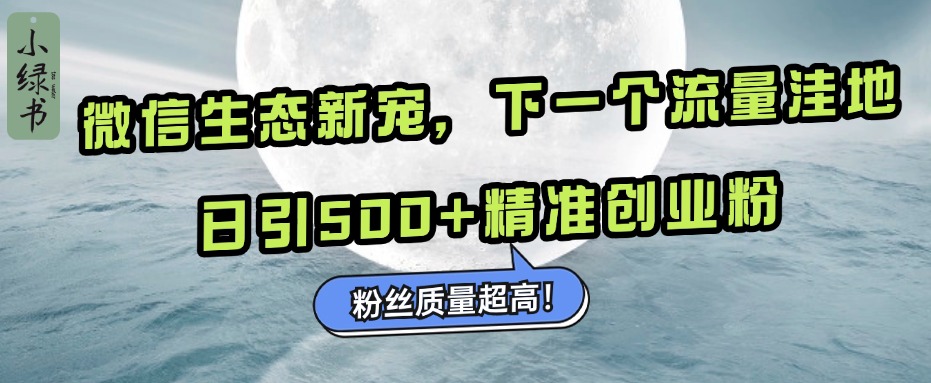 微信生态新宠小绿书：下一个流量洼地，粉丝质量超高，日引500+精准创业粉，-西瓜网创