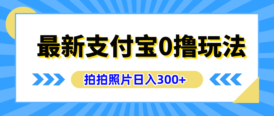 最新支付宝0撸玩法，拍照轻松赚收益，日入300+有手机就能做-西瓜网创