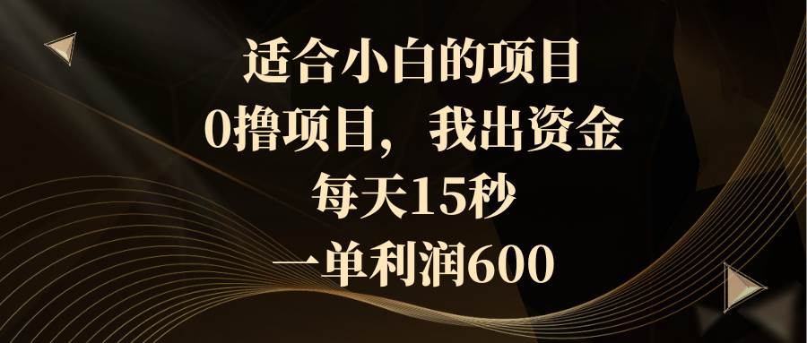 适合小白的项目，0撸项目，我出资金，每天15秒，一单利润600-西瓜网创