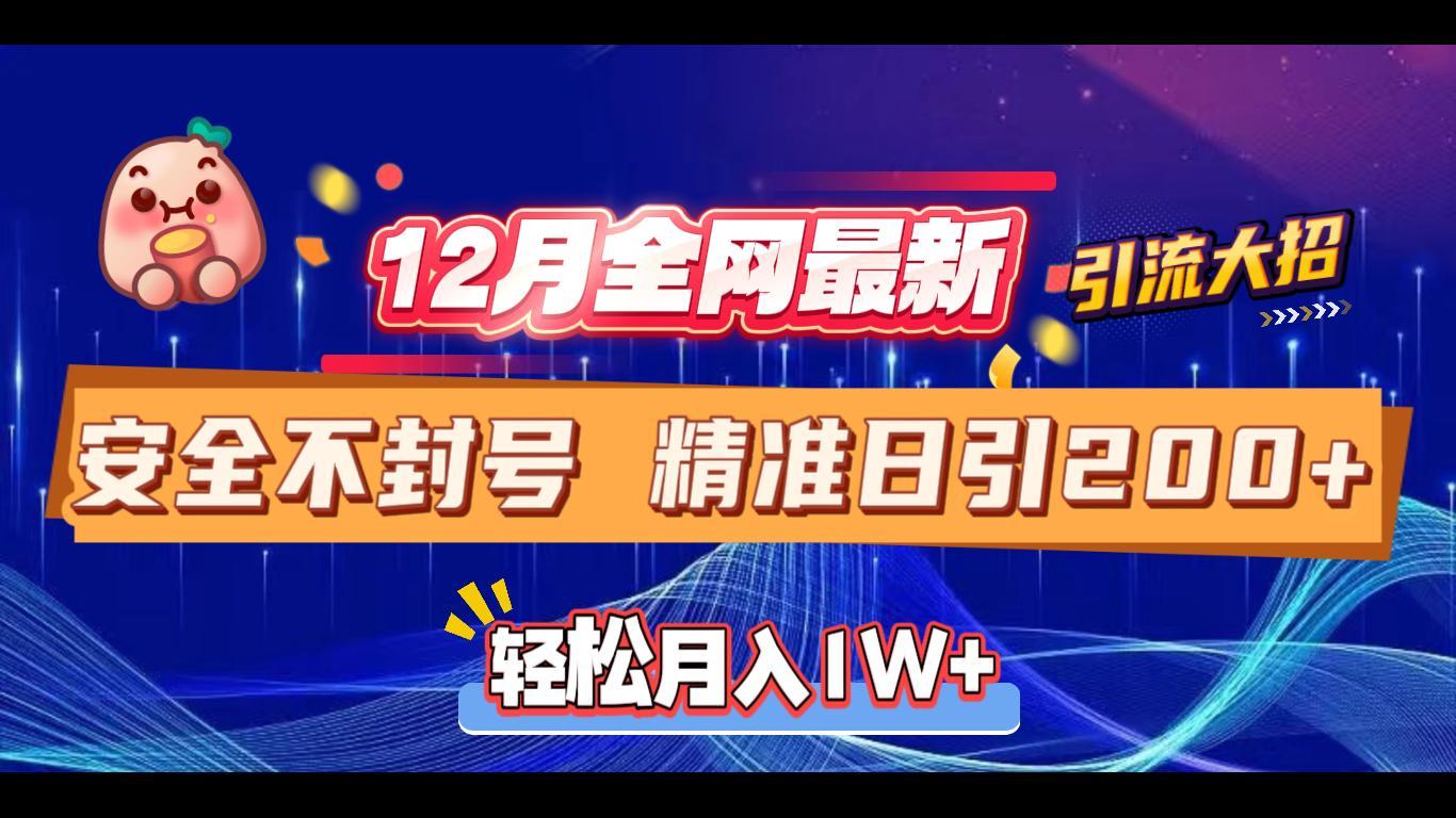 12月全网最新引流大招 安全不封号 日引精准粉200+-西瓜网创