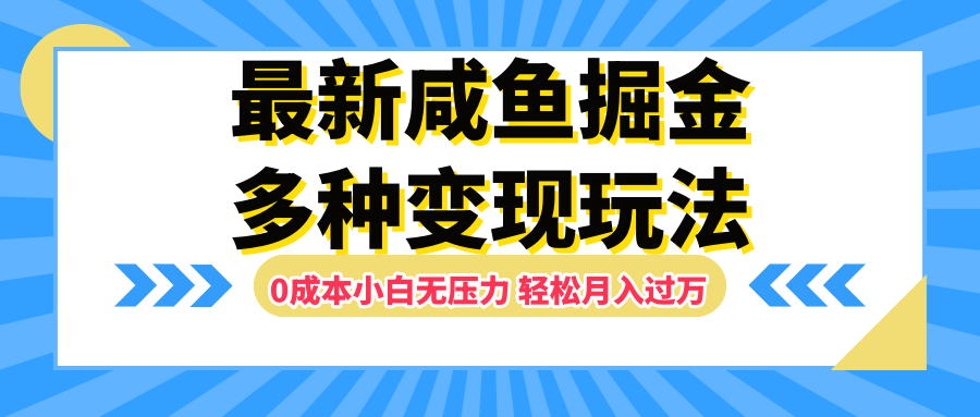 最新咸鱼掘金玩法，更新玩法，0成本小白无压力，多种变现轻松月入过万-西瓜网创