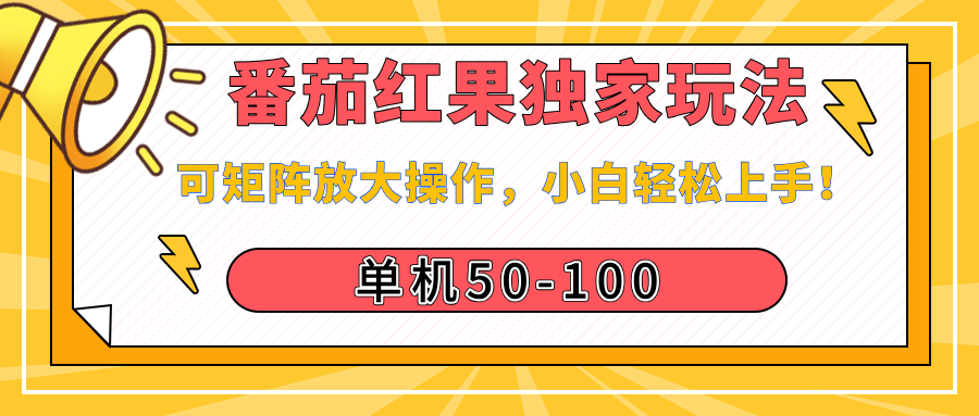 番茄红果独家玩法，单机50-100，可矩阵放大操作，小白轻松上手！-西瓜网创