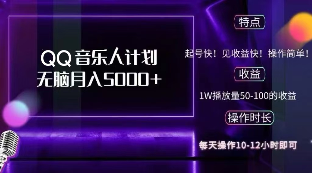2024 QQ音乐人计划，轻松月入5000+，纯无脑操作，可批量放大操作-西瓜网创