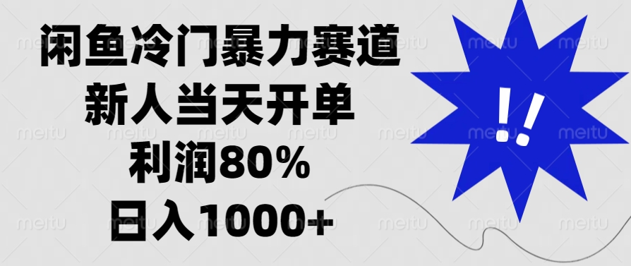 闲鱼冷门暴力赛道，利润80%，日入1000+新人当天开单，-西瓜网创
