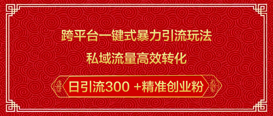 跨平台一键式暴力引流玩法，私域流量高效转化日引流300 +精准创业粉-西瓜网创