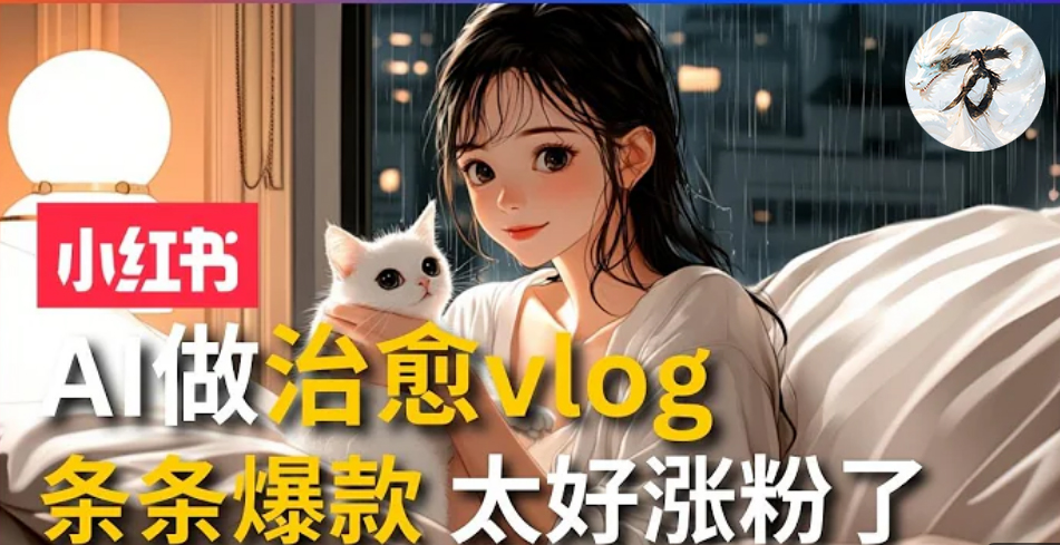 AI治愈系vlog动画视频，小红书7天 涨粉破千，商单报价1500+，0成本制作，日入2000+，有手就会 -西瓜网创