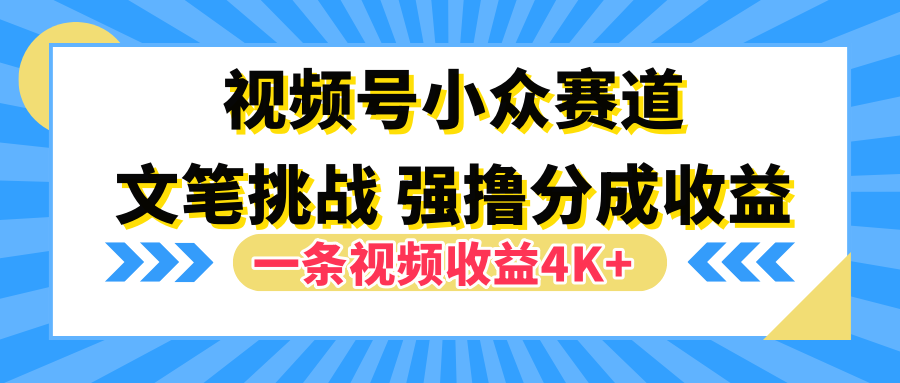 视频号小众赛道,文笔挑战,一条视频收益4K+-西瓜网创