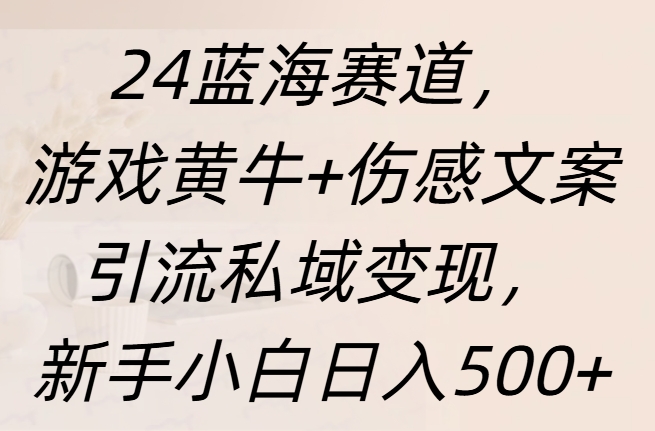 24蓝海赛道，游戏黄牛+伤感文案引流私域变现，新手日入500+-西瓜网创