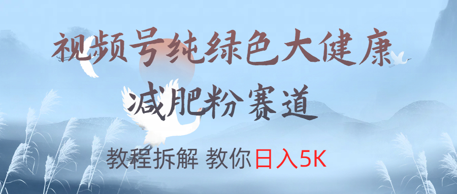 视频号纯绿色大健康粉赛道，教程拆解，教你日入5K-西瓜网创