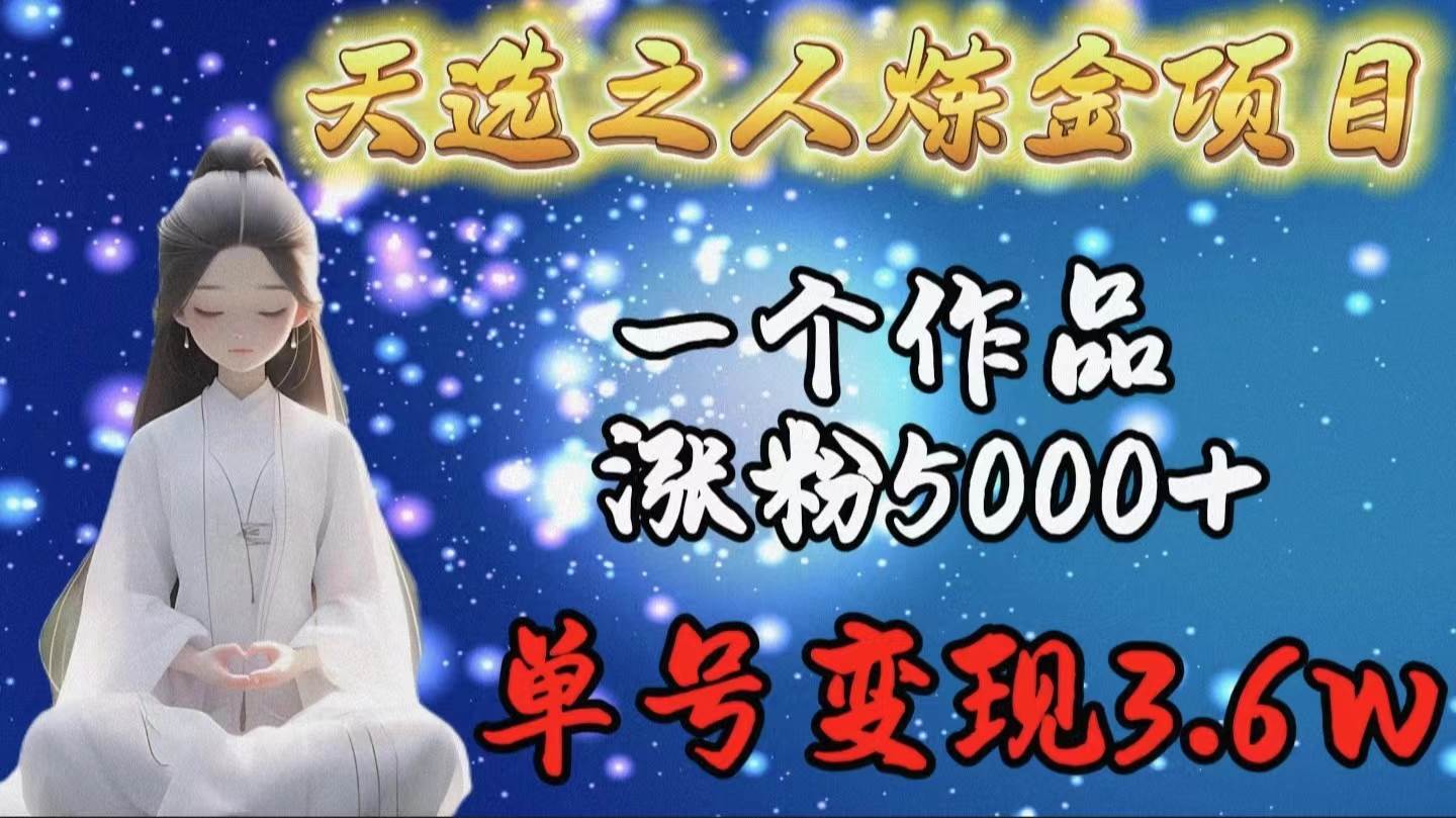 天选之人炼金项目，一个作品涨粉5000+，单号变现3.6w-西瓜网创