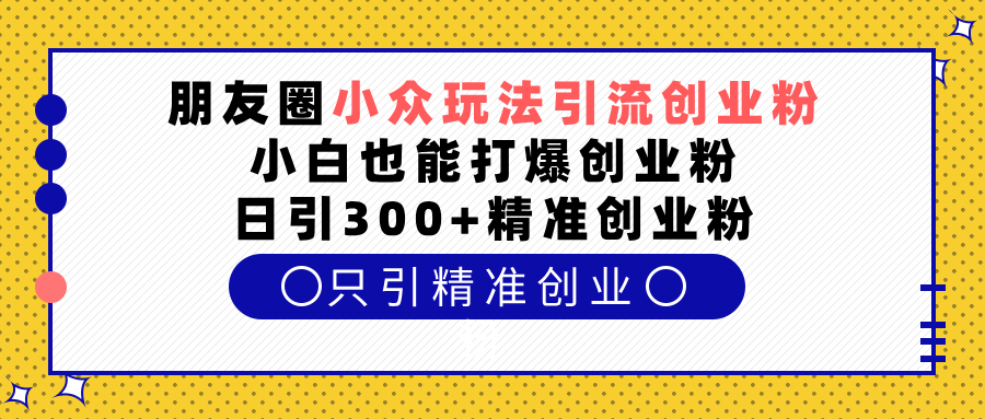 朋友圈小众玩法引流创业粉，小白也能打爆创业粉，日引300+精准创业粉-西瓜网创