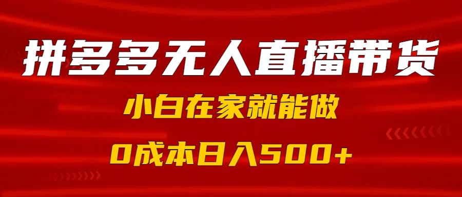 拼多多无人直播带货，小白在家就能做，0成本日入500+-西瓜网创