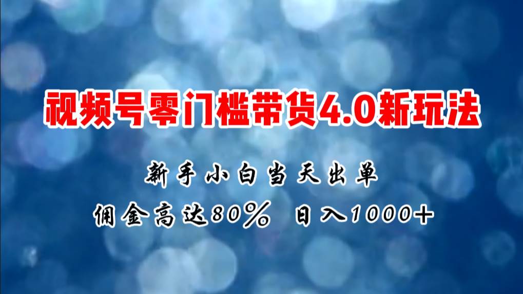 微信视频号零门槛带货4.0新玩法，新手小白当天见收益，日入1000+-西瓜网创