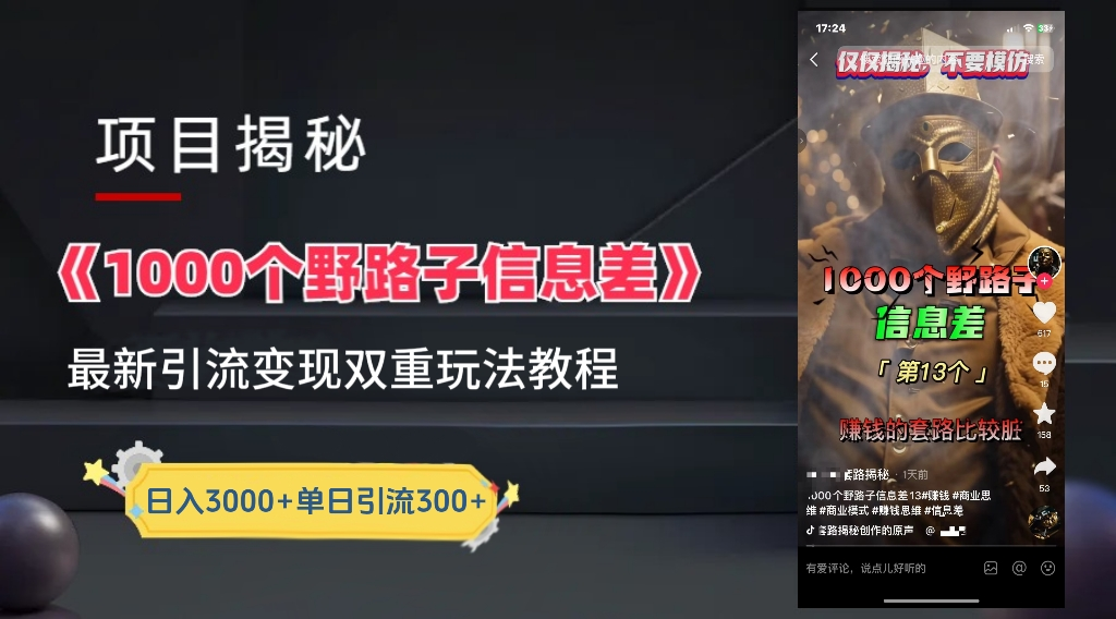 最新一千个野路子信息差玩法教程如何变现＋引流的玩法具体拆解！！！-西瓜网创