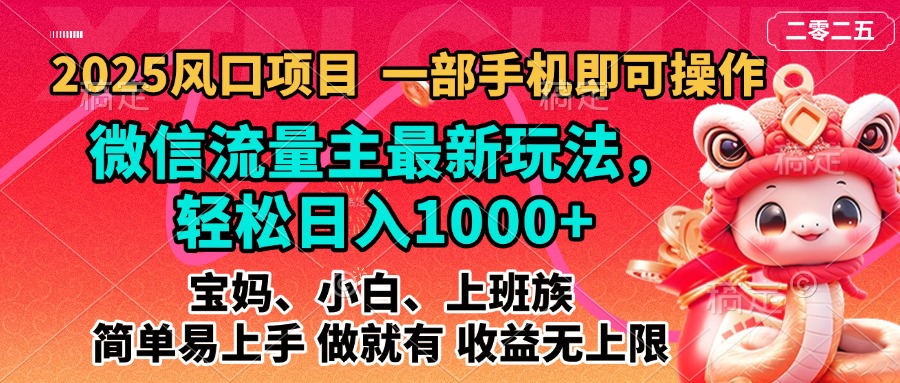 2025蓝海风口项目，微信流量主最新玩法，轻松日入1000+，简单易上手，做就有 收益无上限-西瓜网创