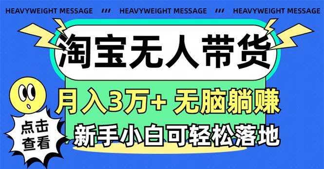 淘宝无人带货3.0高收益玩法，月入3万+，无脑躺赚，新手小白可落地实操-西瓜网创