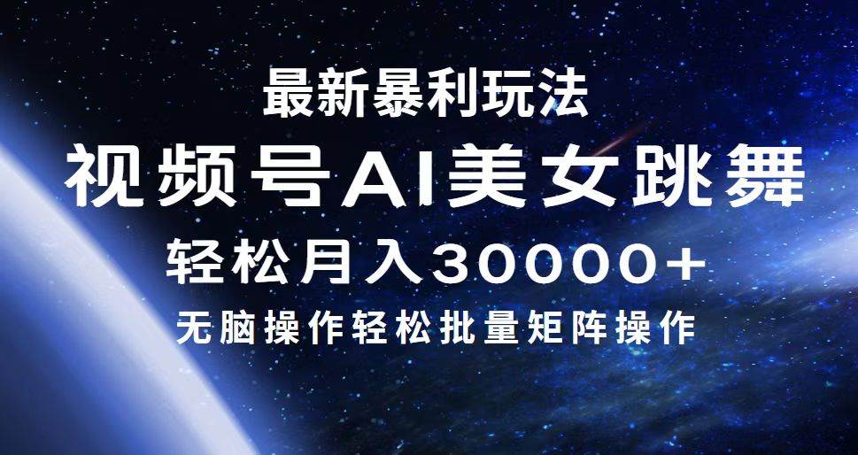 最新暴利玩法视频号AI美女，简单矩阵轻松月入30000+-西瓜网创