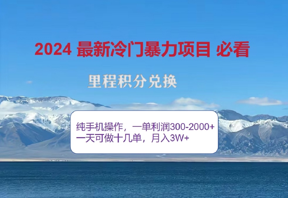 2024惊爆冷门暴利！出行高峰来袭，里程积分，高爆发期，一单300+—2000+，月入过万不是梦！-西瓜网创