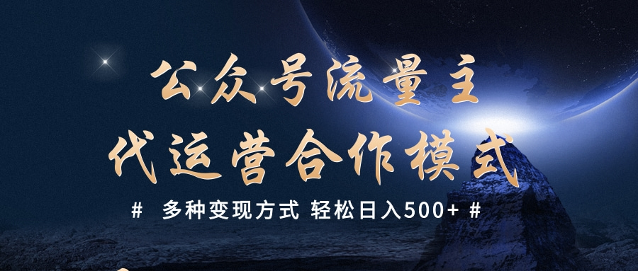 公众号流量主代运营  多种变现方式 轻松日入500+-西瓜网创
