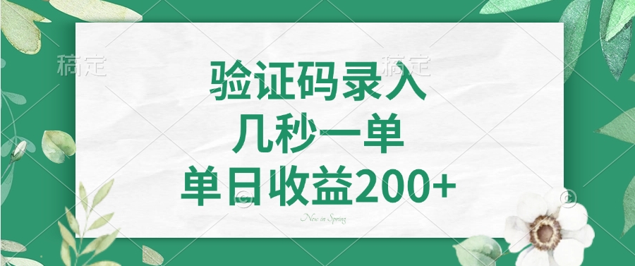 验证码录入，看图识字，几秒一单，单日收益200+-西瓜网创