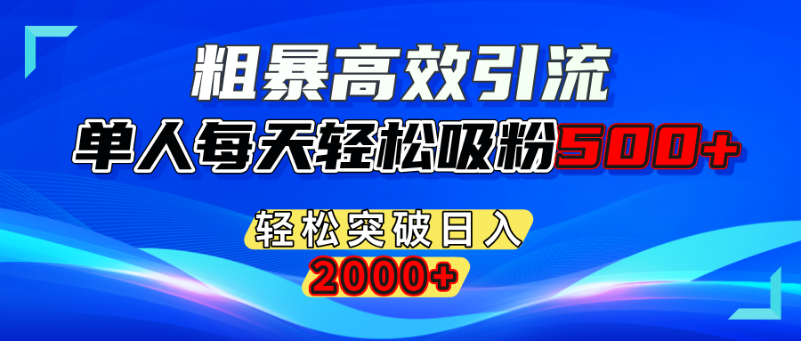 粗暴高效引流,单人每天轻松吸粉500+,轻松突破日入2000+-西瓜网创