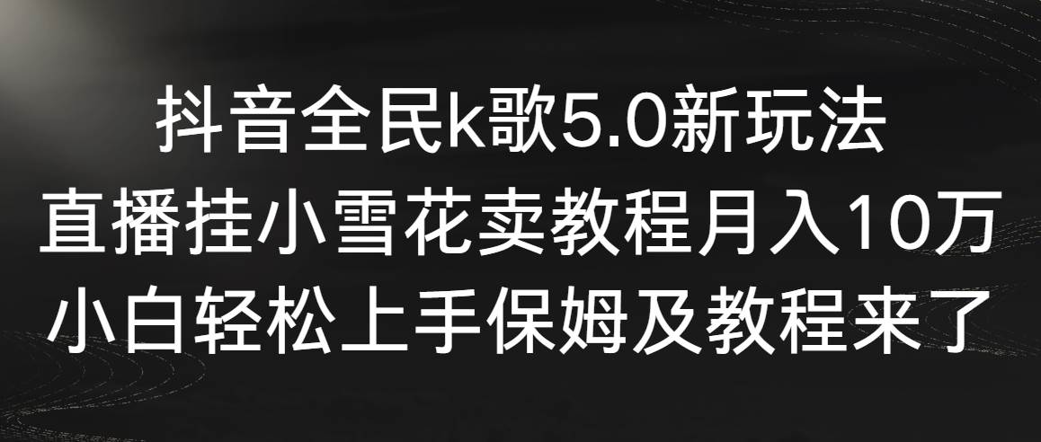 抖音全民k歌5.0新玩法，直播挂小雪花卖教程月入10万，小白轻松上手，保…-西瓜网创