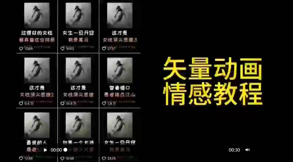 矢量动画情感教程：高点赞涨粉，适合情感、思维、创业教育等赛道-西瓜网创