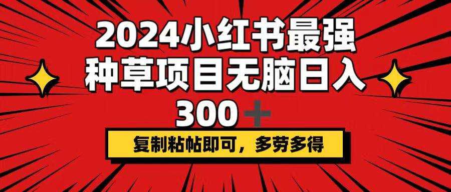 2024小红书最强种草项目，无脑日入300+，复制粘帖即可，多劳多得-西瓜网创