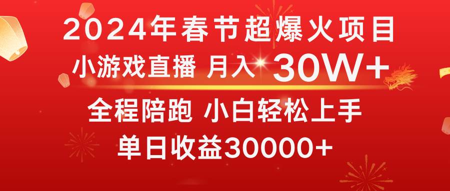 龙年2024过年期间，最爆火的项目 抓住机会 普通小白如何逆袭一个月收益30W+-西瓜网创