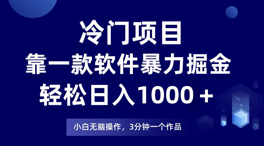 冷门项目，靠一款软件暴力掘金日入1000＋，小白轻松上手第二天见收益-西瓜网创