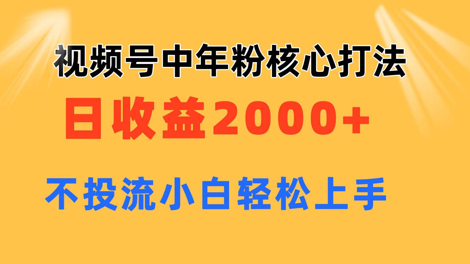 视频号中年粉核心玩法 日收益2000+ 不投流小白轻松上手-西瓜网创