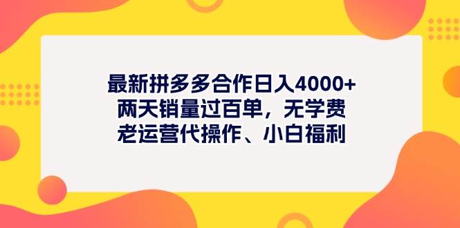 最新拼多多项目日入4000+两天销量过百单，无学费、老运营代操作、小白福利-西瓜网创