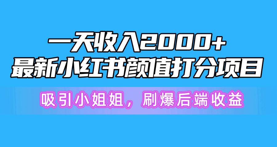 一天收入2000+，最新小红书颜值打分项目，吸引小姐姐，刷爆后端收益-西瓜网创