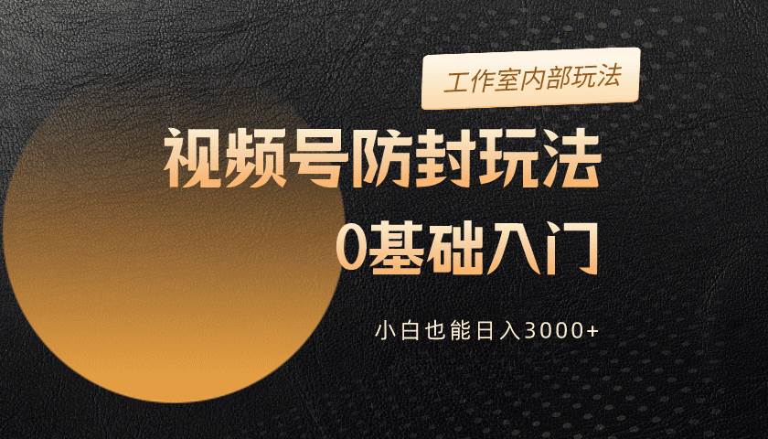 2024视频号升级防封玩法，零基础入门，小白也能日入3000+-西瓜网创