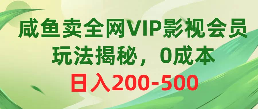 咸鱼卖全网VIP影视会员，玩法揭秘，0成本日入200-500-西瓜网创