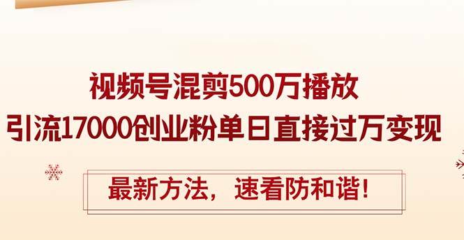 精华帖视频号混剪500万播放引流17000创业粉，单日直接过万变现，最新方…-西瓜网创