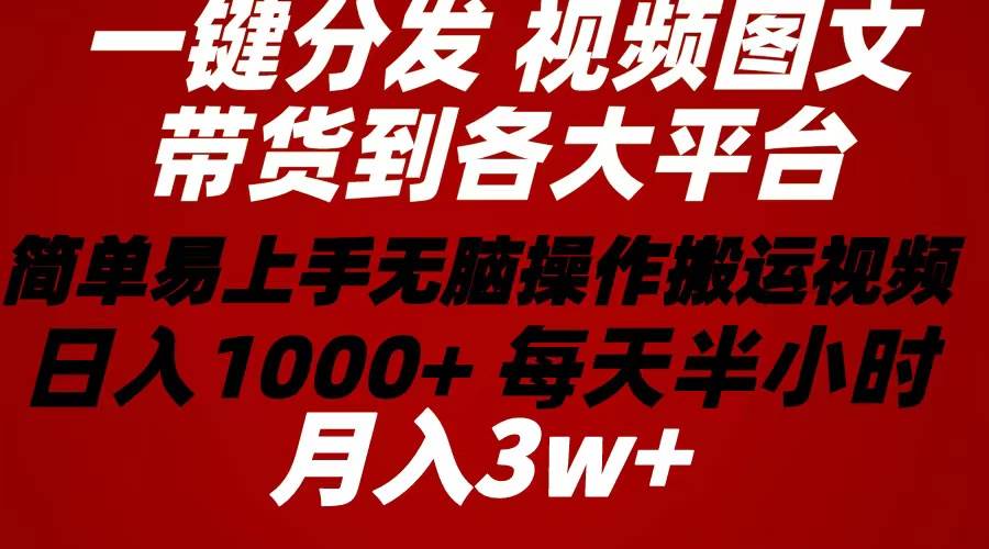 2024年 一键分发带货图文视频  简单易上手 无脑赚收益 每天半小时日入1…-西瓜网创