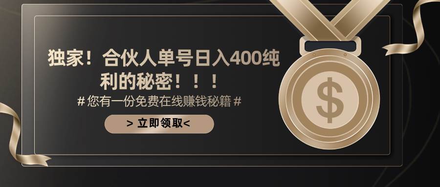 合伙人广告撸金最新玩法，每天单号400纯利-西瓜网创