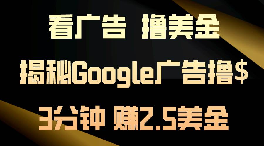 看广告，撸美金！3分钟赚2.5美金！日入200美金不是梦！揭秘Google广告…-西瓜网创