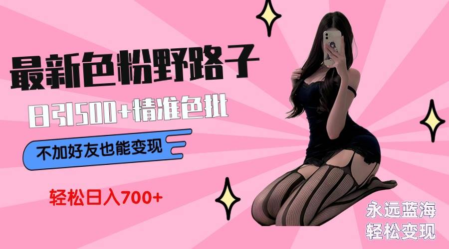 最新色粉变现野路子，日引500+老色批 可不加好友直接变现 小白轻松日入700+-西瓜网创