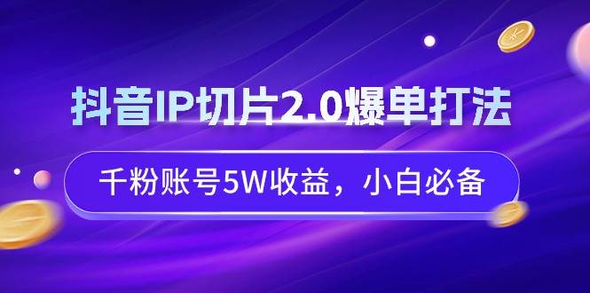 抖音IP切片2.0爆单打法，千粉账号5W收益，小白必备-西瓜网创