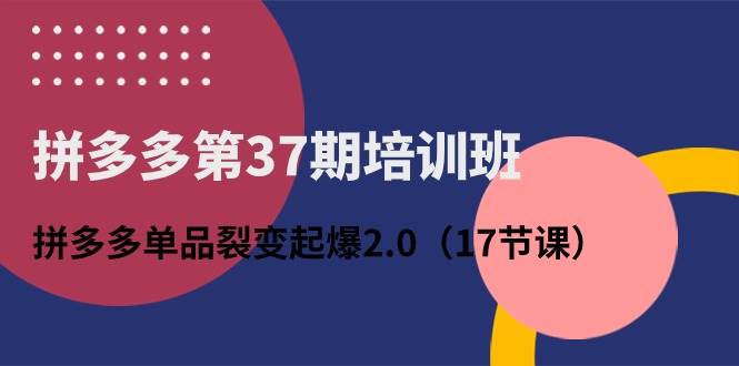 拼多多第37期培训班：拼多多单品裂变起爆2.0（17节课）-西瓜网创