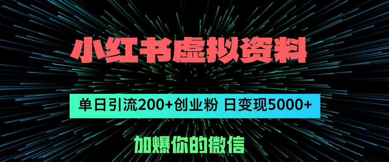 小红书虚拟资料日引流200+创业粉，单日变现5000+-西瓜网创